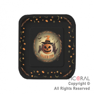 PLATO CUADRADO CHICO HALLOWEEN STAMPING x 8